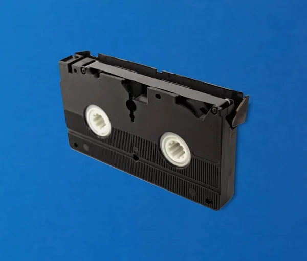 Vintage Videotape Vhs Video Cassette Video Recording Blue Background — Stock Photo, Image