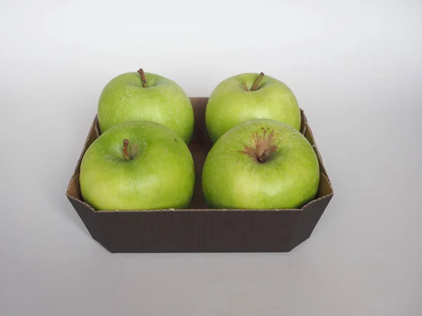 Zielone Jabłko Babci Smith Nazwa Naukowa Malus Domestica Wegetariańskie Jedzenie — Zdjęcie stockowe
