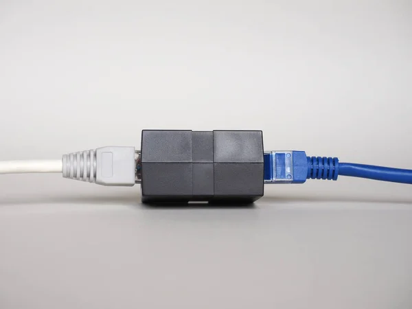 Tomada Cabo Ethernet Rj45 Lan Plugue Para Comunicações Rede Alta — Fotografia de Stock