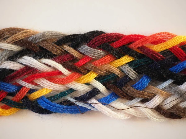 Breided Thread Plait Many Different Colours Useful Background — Stock Photo, Image