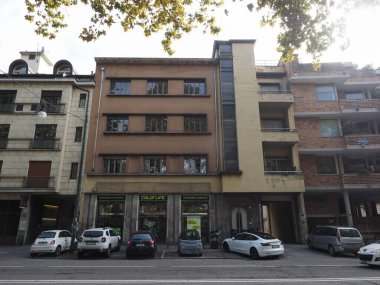 TURIN, İtalya - CIRCA ECTOBER 2021: 23 Corso Moncalieri 'deki Casa Verona evi, modern rasyonalist mimari Ottorino Aloisio tarafından tasarlandı