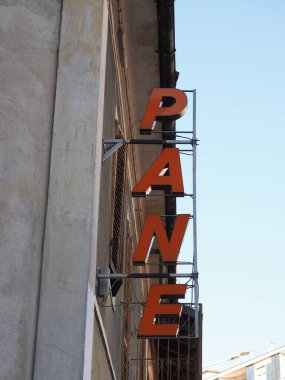 İtalyan pastane tabelası. Pane (çeviri Ekmeği).