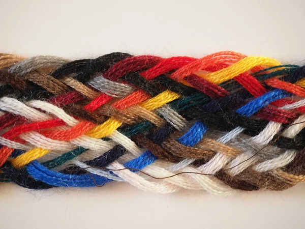 Breided Thread Plait Many Different Colours Useful Background — Stock Photo, Image