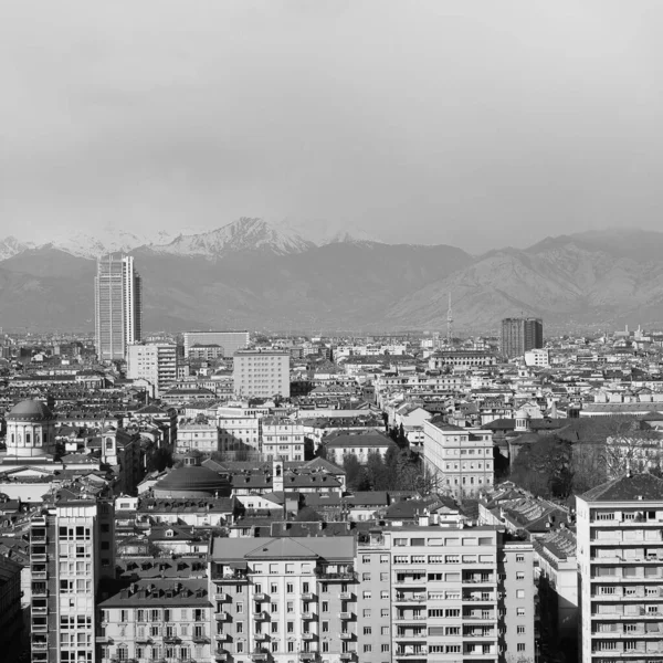 Вид Повітря Місто Турин Італія Чорно Білим — стокове фото