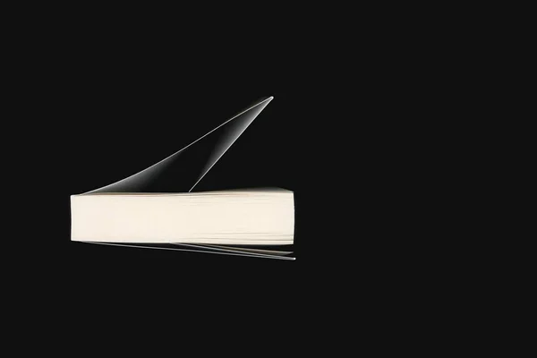 Elegant Partially Open Book Dark Background Copy Space — Stockfoto