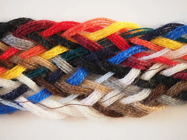 Breided Thread Plait Many Different Colours Useful Background — Stock Photo, Image