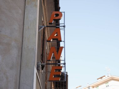 İtalyan pastane tabelası. Pane (çeviri Ekmeği).