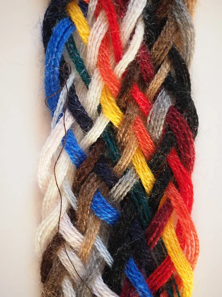 Breided Thread Plait Many Different Colours Useful Background — Stock Photo, Image