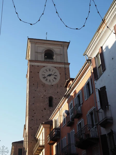 Wieża Kościoła Katedralnego Santa Maria Assunta Chivasso Włochy — Zdjęcie stockowe