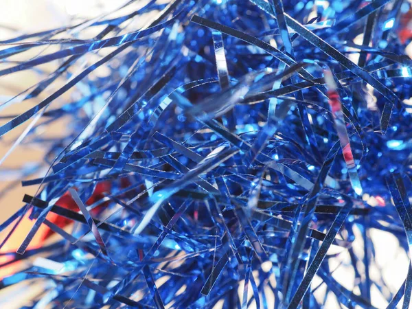 Blue Tinsel Used Christmas Decoration — Foto Stock