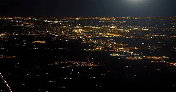 Vista Aérea Das Luzes Cidade Noite — Fotografia de Stock