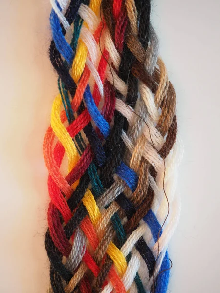 Breided Thread Plait Many Different Colours Useful Background — Stock Photo, Image