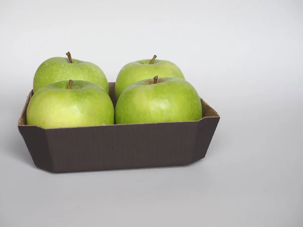 Grüner Granny Smith Apfel Wissenschaftlicher Name Malus Domestica Vegetarische Obstkost — Stockfoto