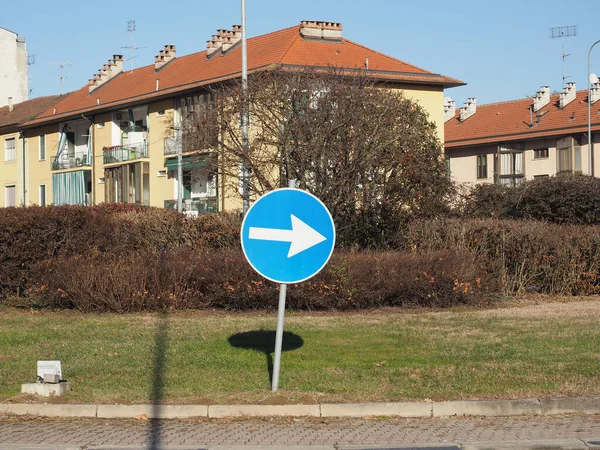 Direction Arrow Traffic Sign Roundabout — Fotografia de Stock