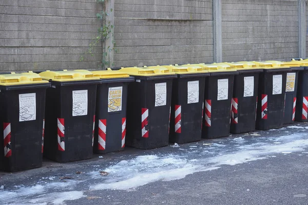 Chivasso Italy Circa December 2021 Waste Paper Sorting Bins Ecological — Stock Photo, Image