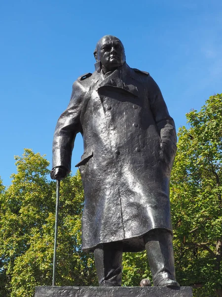 Londen Circa September 2019 Winston Churchill Standbeeld Parliament Square Door — Stockfoto