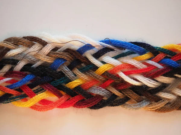 Breided Thread Plait Many Different Colours Useful Background — Stock Photo, Image