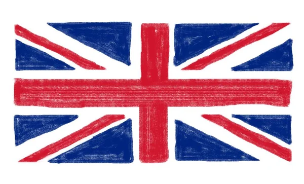 Нарисованный Вручную Национальный Флаг Соединенного Королевства Великобритания Юнион Джек — стоковое фото