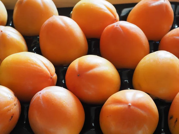 Апельсиновый Каки Научное Название Diospyros Kaki Aka Japanese Persimmon — стоковое фото