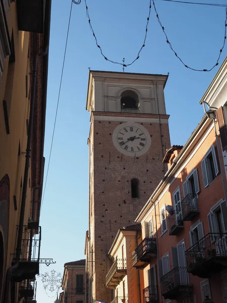 Steeple Duomo Santa Maria Assunta Catedral Chivasso Itália — Fotografia de Stock