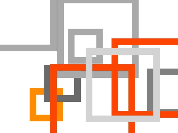 Abstrakt Minimalistisk Grå Orange Illustration Med Rutor Och Vit Bakgrund — Stockfoto