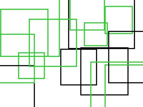 Streszczenie Minimalistyczny Zielony Szary Ilustracja Kwadratów Białe Tło — Zdjęcie stockowe