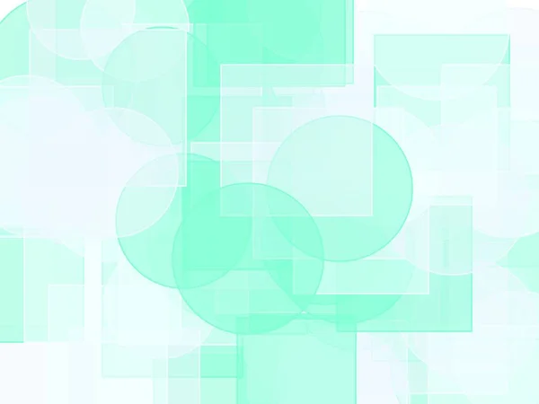 Abstraktní Minimalistická Zelená Modrá Ilustrace Kruhy Čtverce Bílým Pozadím — Stock fotografie