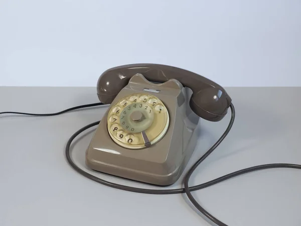 Vintage Grijze Roterende Wijzerplaat Analoge Vaste Lijn Telefoon — Stockfoto