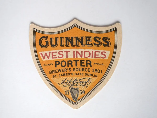 Dublin Ireland February 2022 Beermat Irish Beer Guinness West Indies — Stock Photo, Image