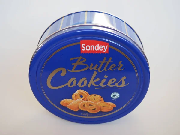 Stuttgart Allemagne Circa Janvier 2022 Sondey Butter Cookies Can — Photo