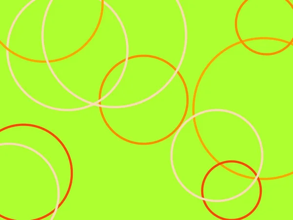 Abstract Minimalist Orange Illustration Circles Green Yellow Background — Stock Photo, Image