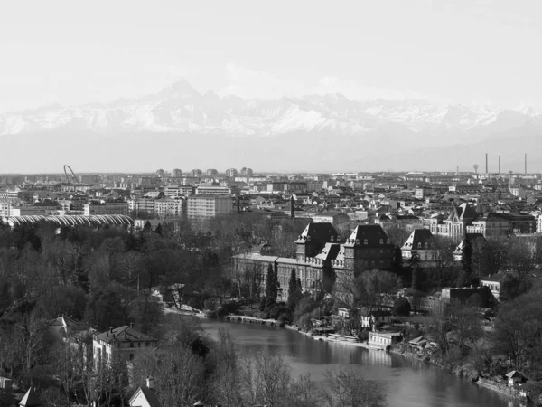 Aerial View City Turin Italy Black White — Stock Photo, Image
