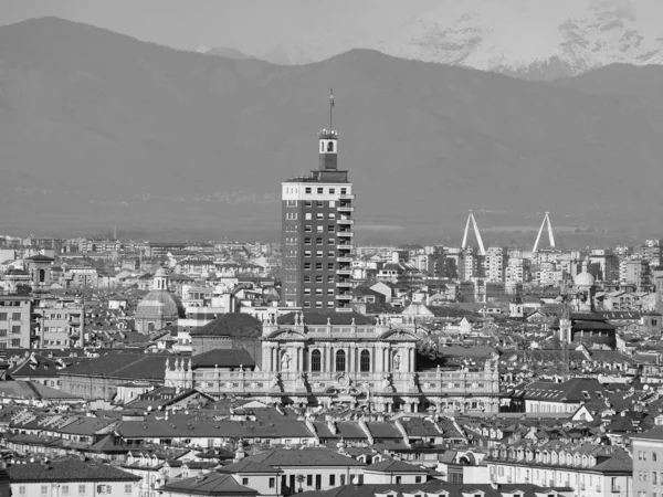 Вид Воздуха Город Турин Италия Черно Белый — стоковое фото