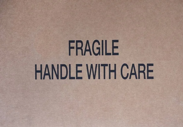 Poignée Fragile Avec Signe Entretien Sur Boîte Carton — Photo