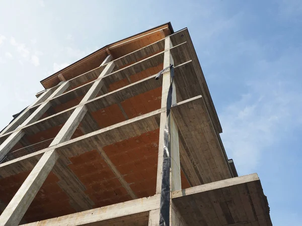 Structuur Van Gewapend Betongebouw Tijdens Bouw — Stockfoto