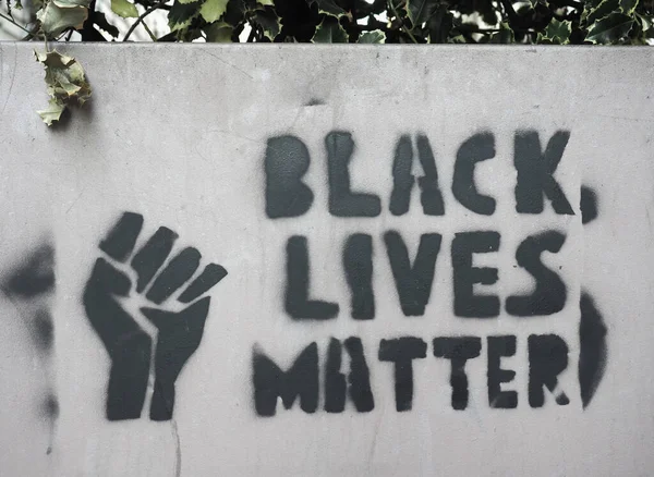 Negro Vidas Materia Plantilla Signo Una Pared —  Fotos de Stock