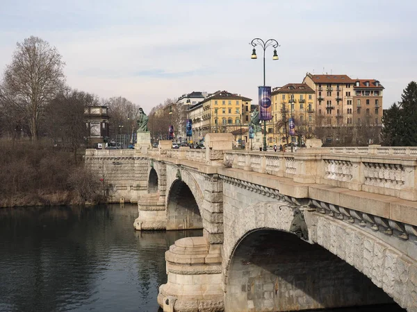 Turin Italie Circa Février 2022 Ponte Umberto Sur Fleuve — Photo