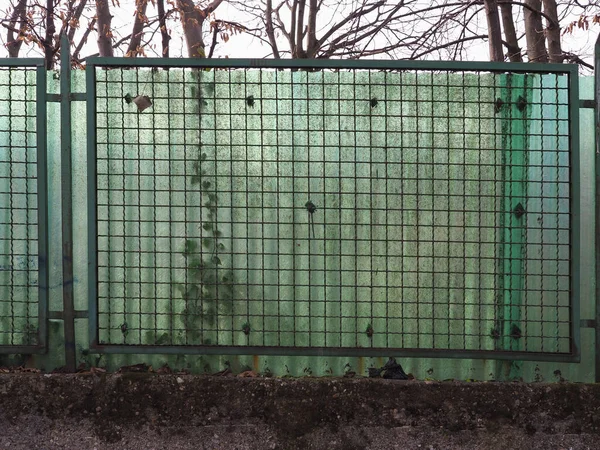 Metal Net Corrugated Plastic Fence Useful Background — Stock Photo, Image