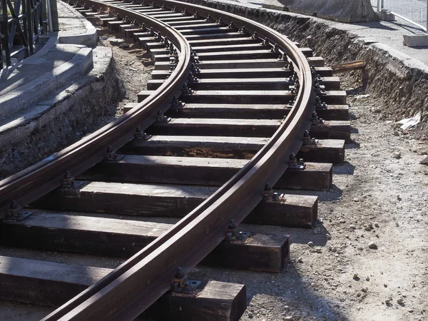 Budowa Torów Tramwajowych Centrum Miasta — Zdjęcie stockowe