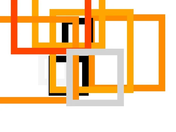Abstract Minimalistische Grijs Oranje Illustratie Met Vierkanten Witte Achtergrond — Stockfoto