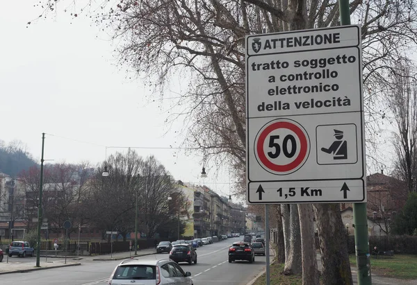 Turin Itália Fevereiro Circa 2022 Controllo Elettronico Della Velocita Tradução — Fotografia de Stock