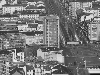 İtalya 'nın Torino kentinin hava manzarası Piazza Statuto Meydanı' na bakıyor.