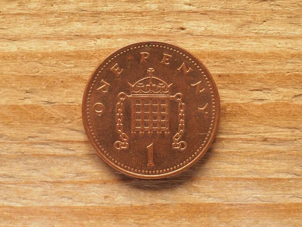 Jedna Penny Coin Reverse Side Currency United Kingdom — Stock fotografie