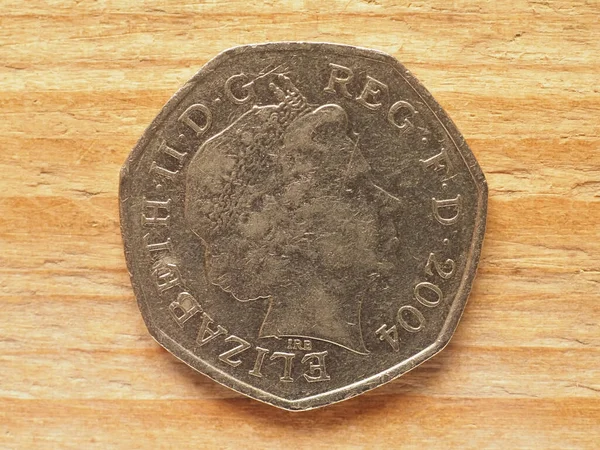 London Circa 2022 Fifty Pence Coin Obverse Side Showing Portrait — Stock Photo, Image