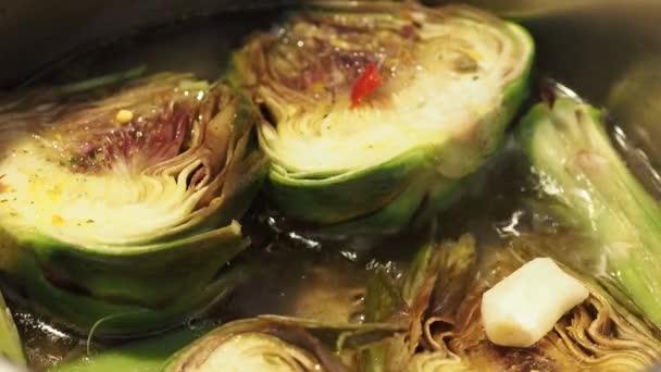 烹饪世界朝鲜蓟学名Cynara Cardunculus Vegetables — 图库视频影像