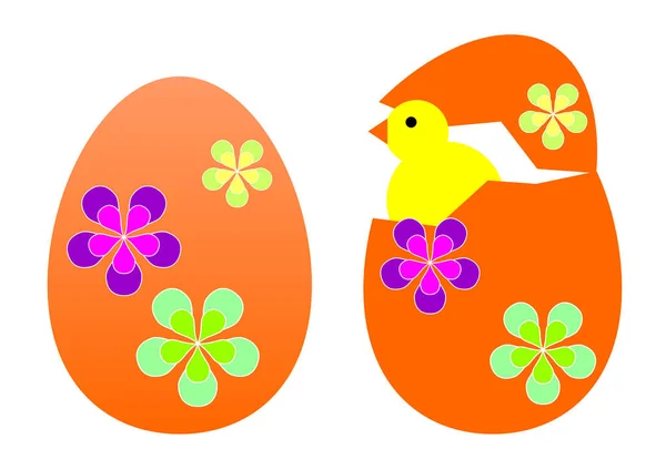 Jaja Wielkanocne Zamknięte Otwarte Pisklętami Przydatnymi Kartek Okolicznościowych — Zdjęcie stockowe