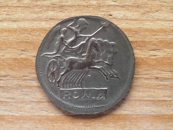 Starożytny Romano Campanian Didrachm Monety Odwrotnej Stronie Ukazującej Jowisza Rydwanie — Zdjęcie stockowe