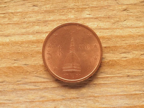 Moneda Céntimo Cara Italiana Que Muestra Mole Antonelliana Turín Moneda — Foto de Stock