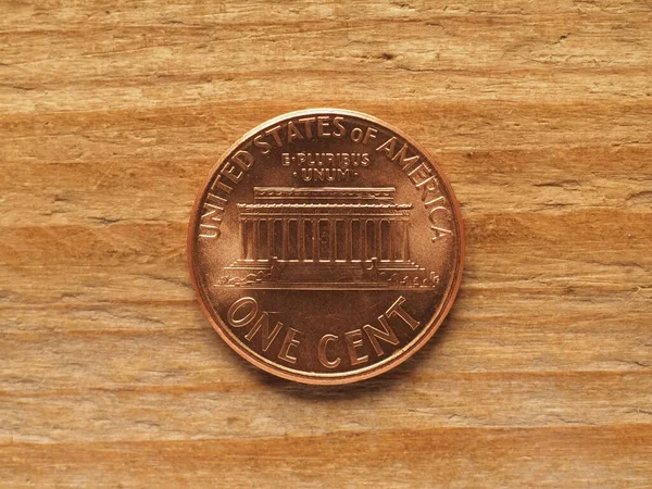 Зворотному Боці Монети Зображено Меморіал Лінкольна Валюту Сполучених Штатів — стокове фото