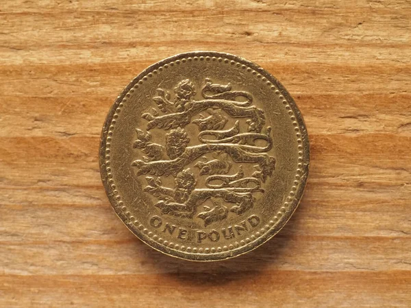 One Pound Coin Reverse Side Showing Three Lions Passant Guardant — Stock Photo, Image